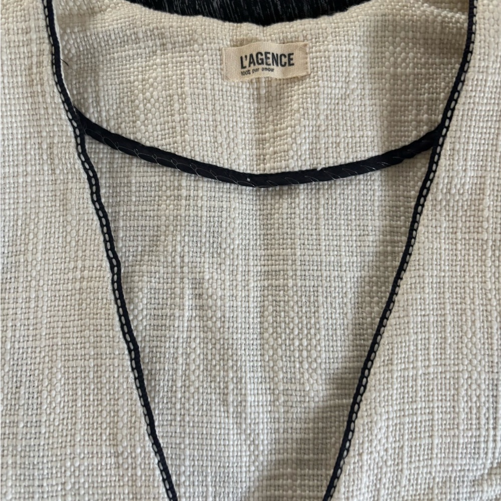 L’Agence Ivory and Black Trim Cropped Blazer - Picture 3 of 5